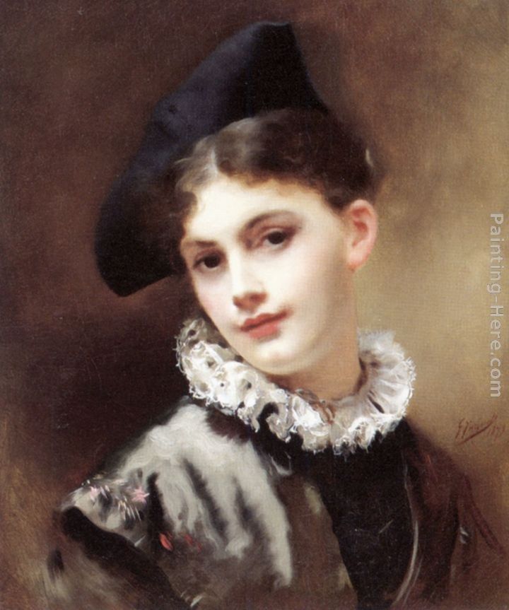 Gustave Jean Jacquet A Coquettish Smile
